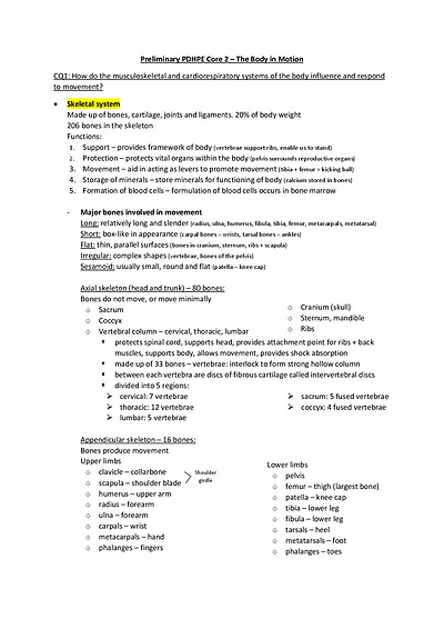 Cover page of Preliminary PDHPE Core 2 CQ1 - Detailed notes