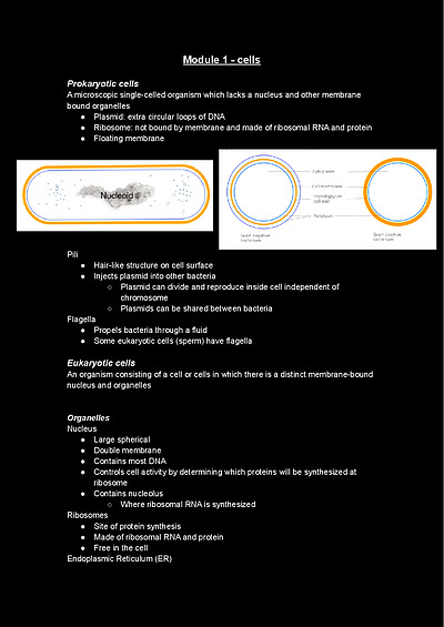 Cover page of Prelim Biology notes Module 1 - 3
