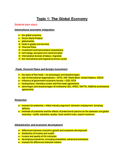 Cover page of Band 6 (95+ Atar) - Economics Set