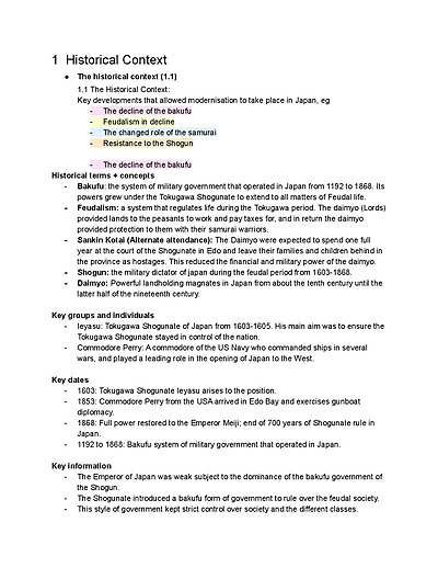 Cover page of Meiji Restoration Summary (Extensive Notes)