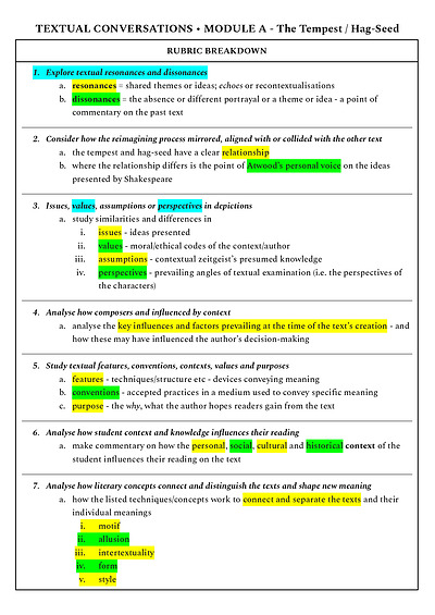 Cover page of Textual Conversations - Tempest/Hag-Seed - Advanced Notes (10pgs - 95 mark)