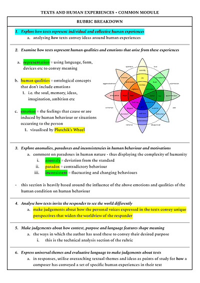 Cover page of Texts + Human Experiences - Past The Shallows - Advanced Notes (6pgs - 95 mark)