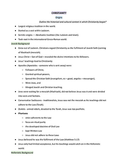 Cover page of Christianity Depth Study Notes on ALL Syllabus Dot Points
