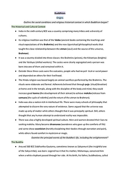 Cover page of Complete Syllabus Dot Points on Buddhism Depth Study for Yr 11 HSC