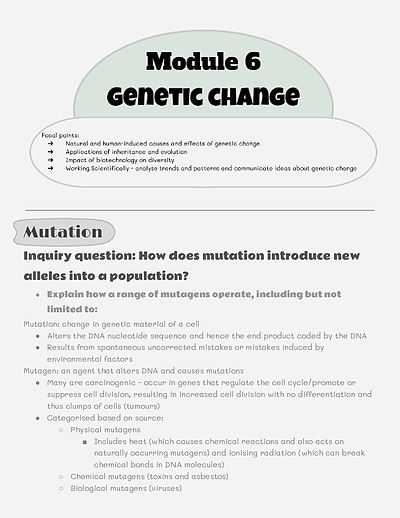 Cover page of BAND 6 | 99+ ATAR | BIOLOGY MOD 6 FULL NOTES 