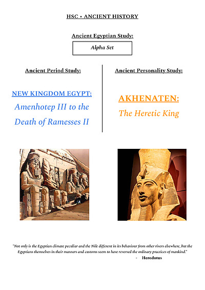 Cover page of Ancient Egyptian Study: New Kingdom Egypt and Akhenaten - Ancient Notes (119 PAGES - 96 mark)