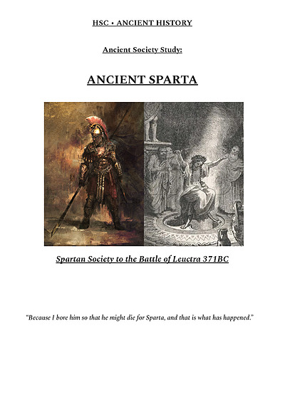 Cover page of Spartan Society - Ancient Notes (52pgs - 96 mark)