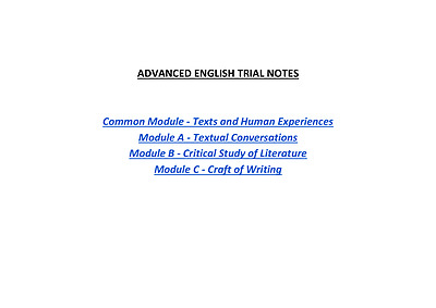 Cover page of HSC English Advanced Course Notes