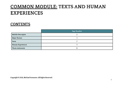 Cover page of Texts and Human Experiences - The Crucible - 99 ATAR