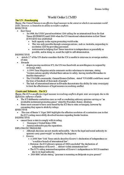 Cover page of World Order Evidence to use in Essays