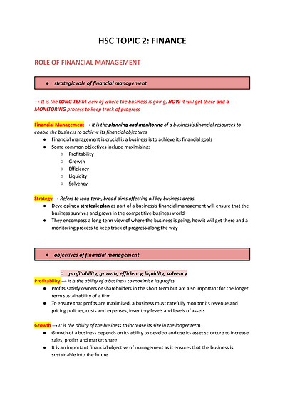 Cover page of HSC BUSINESS STUDIES: FINANCE