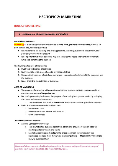 Cover page of HSC BUSINESS STUDIES: MARKETING