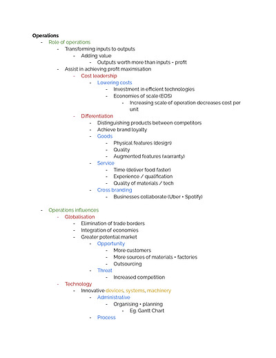 Cover page of Business - Operations syllabus notarised