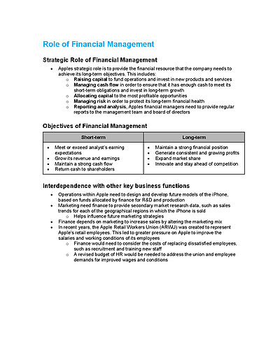 Cover page of Apple Case Study Notes - FINANCE