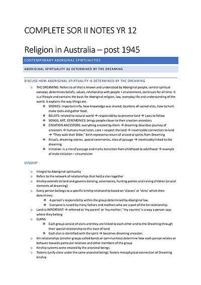 Cover page of Complete SOR II notes