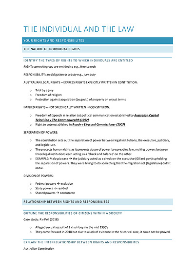 Cover page of The individual and the law notes