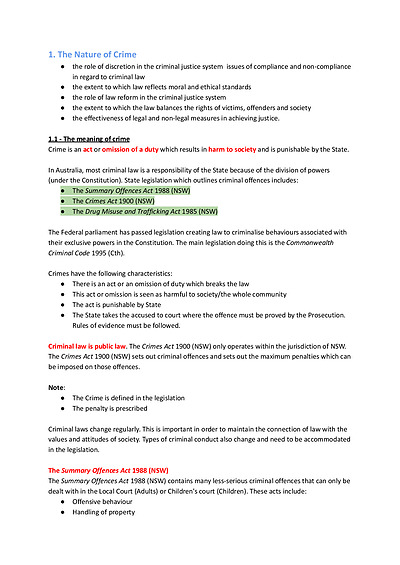 Cover page of BAND 6 Legal Studies: Crime (COMPLETE NOTES)