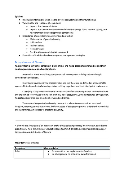 Cover page of COMPLETE BAND 6 GEOGRAPHY NOTES: Ecosystems at Risk