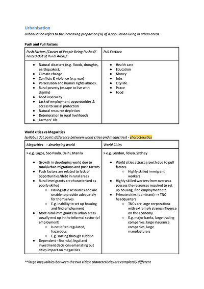 Cover page of COMPLETE BAND 6 GEOGRAPHY NOTES: Urban Places