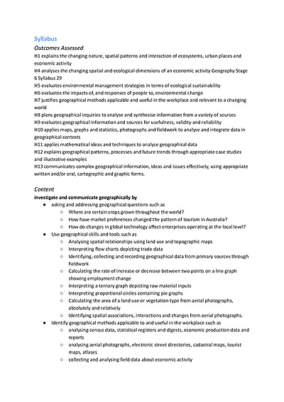 Cover page of BAND 6 GEOGRAPHY NOTES: People and Economic Activity