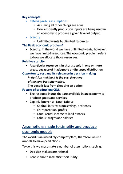 Cover page of Full and Complete notes  UNIT 1 and 2 Economics