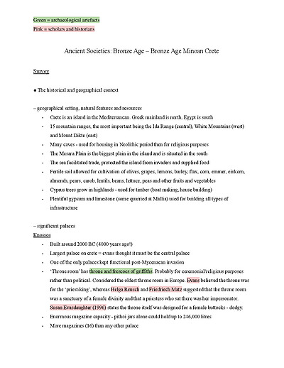 Cover page of Ancient Societies: Bronze Age Minoan Crete (year 12 ancient history)
