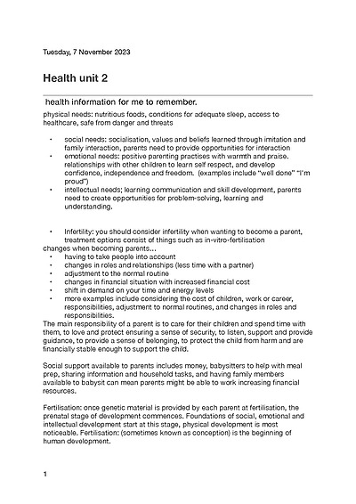 Cover page of HHD unit 2 
