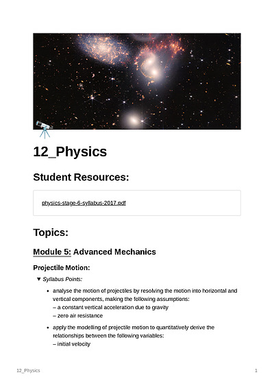 Cover page of Full In-Depth HSC Physics Mastery Notes