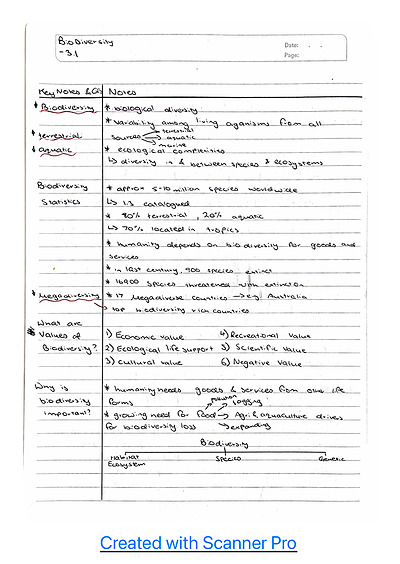 Cover page of Biology Unit 3 Notes