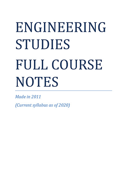 Cover page of ENGINEERING STUDIES  FULL COURSE NOTES (AS OF 2020 SYLLABUS)