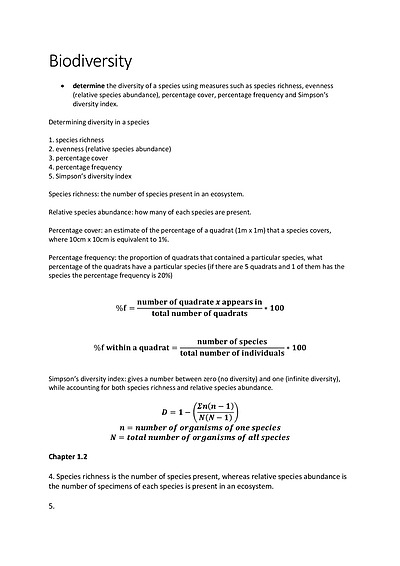 Cover page of Unit 2 Topic 1 Biology notes