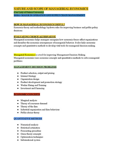 Cover page of Managerial Economics