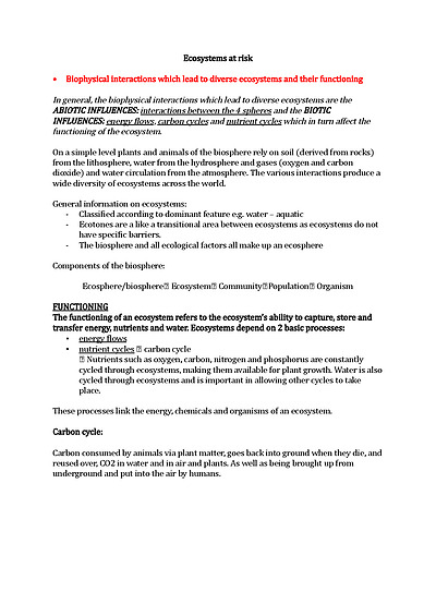 Cover page of Year 12 Geography Full Course Study Notes