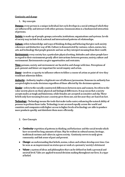 Cover page of Year 12 Society and Culture full course summary notes 