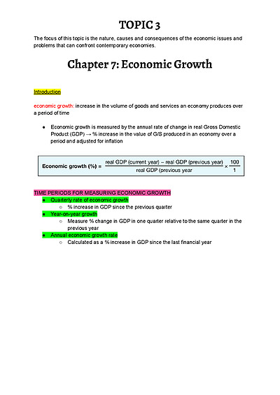 Cover page of Topic 3: Economic Issues - Comprehensive Band 6 Notes