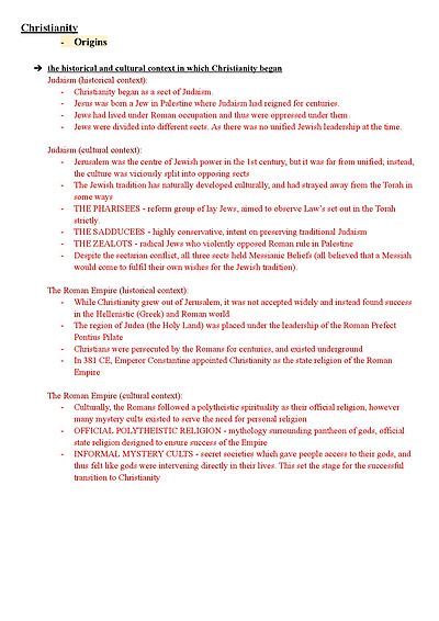 Cover page of Christianity Syllabus notes