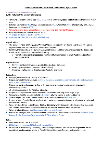 Cover page of Band 6 Geography Economic Enterprise Case Study