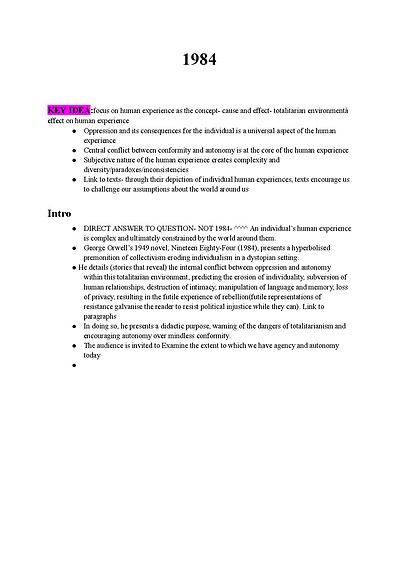 Cover page of HSC Band 6 English 1984 Paragraph Plans