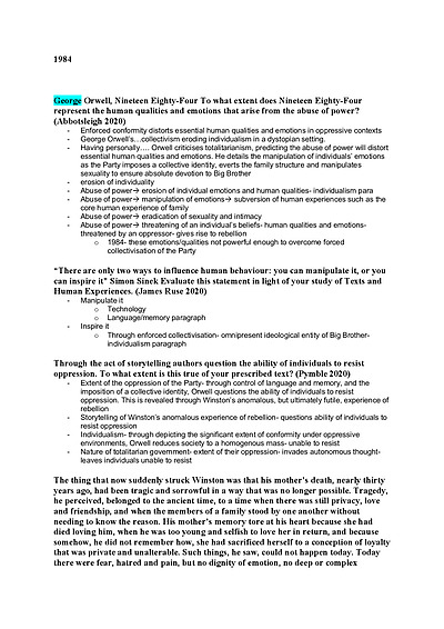 Cover page of HSC English Advanced 1984 Questions + Recommended Plan