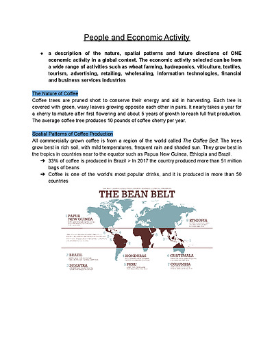 Cover page of People and Economic Activity - Coffee Case Study