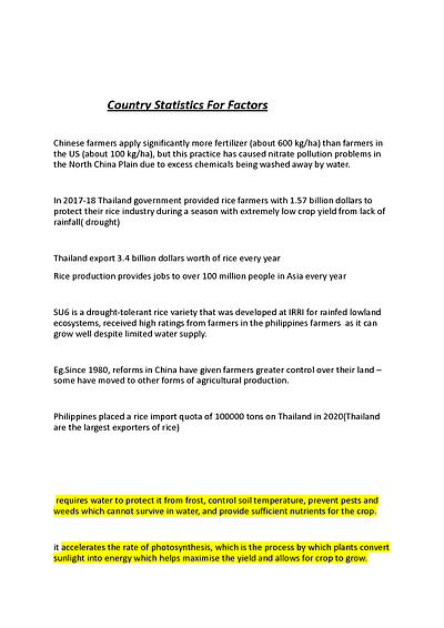 Cover page of Year 11 Geography Statistic Sheet