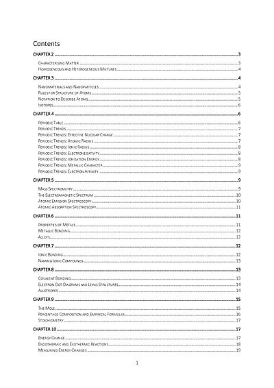 Cover page of QCAA Year 11 Chemistry Units 1 and 2 Comprehensive Notes