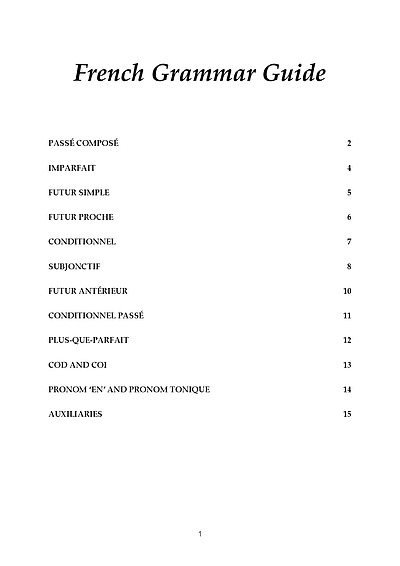 Cover page of QCAA Year 12 French Units 3 and 4 Tense and Grammar Guide and Exam Vocabulary