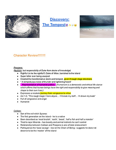 Cover page of HSC English Advanced: Discovery & Shakespeare's The Tempest