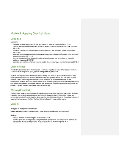 Cover page of (99.95 ATAR) HSC CHEMISTRY MODULE 8: APPLYING CHEMICAL IDEAS COMPREHENSIVE SYLLABUS NOTES