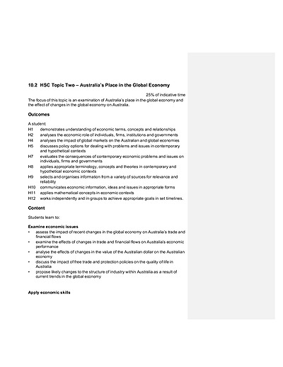 Cover page of (#1 STATE RANK, 99.95 ATAR) HSC ECONOMICS TOPIC 2 COMPREHENSIVE SYLLABUS NOTES