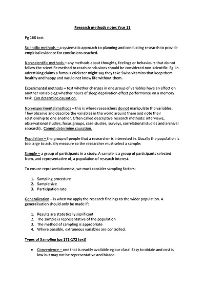 Cover page of A+ WACE ATAR Year 11 Psychology Notes (All Topics)