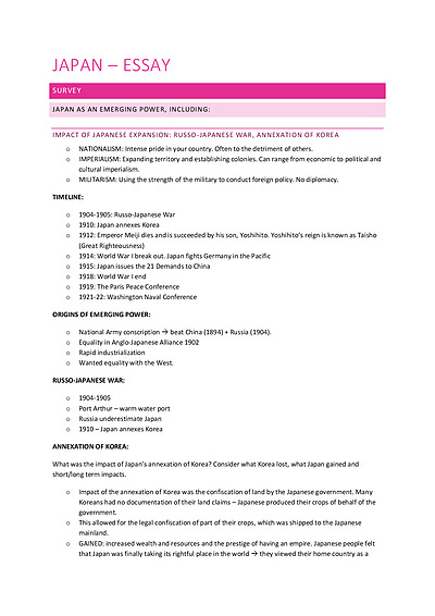 Cover page of DETAILED JAPAN NATIONAL STUDY NOTES