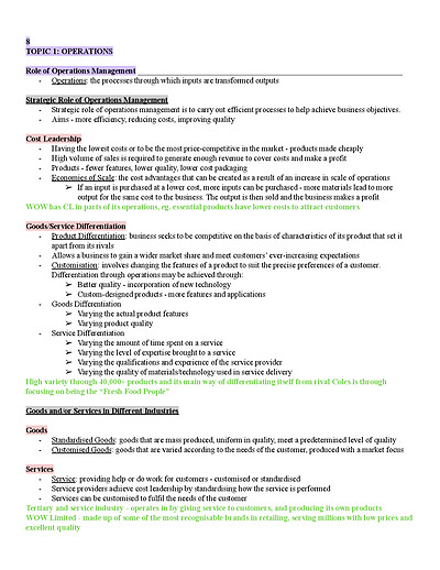 Cover page of Business Studies Syllabus Notes - 89 HSC MARK