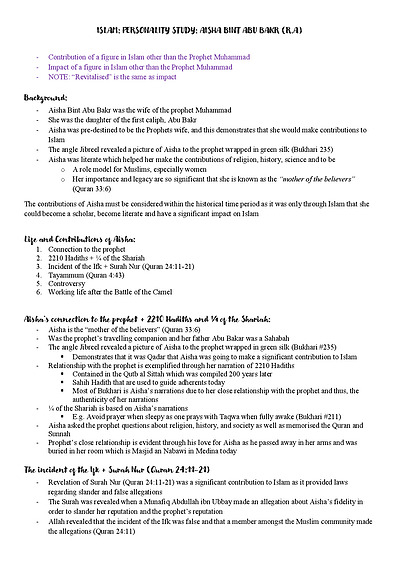 Cover page of Band 6 Studies of Religion Islam Notes
